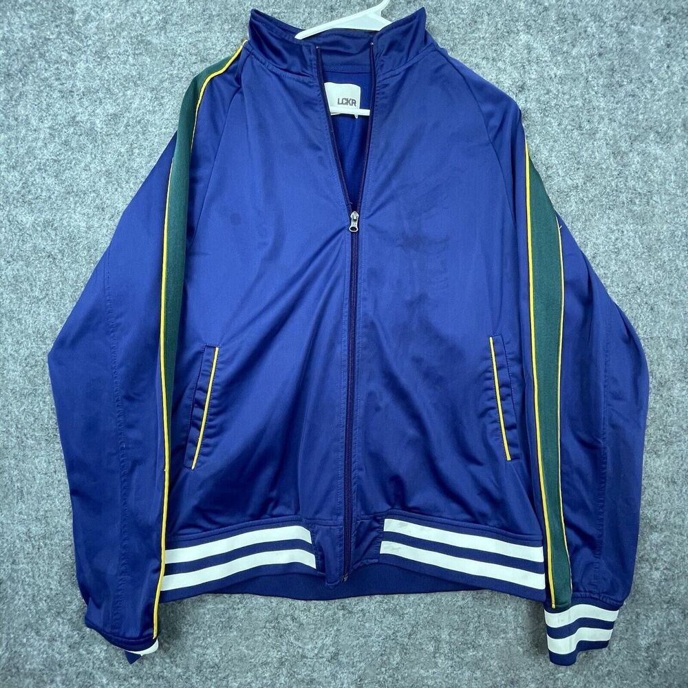 LCKR Track Jacket Mens Extra Large Bold Colors‎ Athleisure Blue Green Stripes